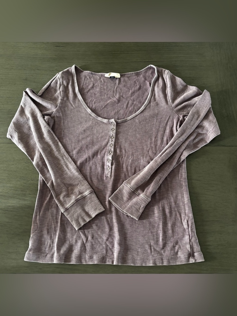 Universal Thread Long Sleeve Scoop Neck Henley Top - Mauve